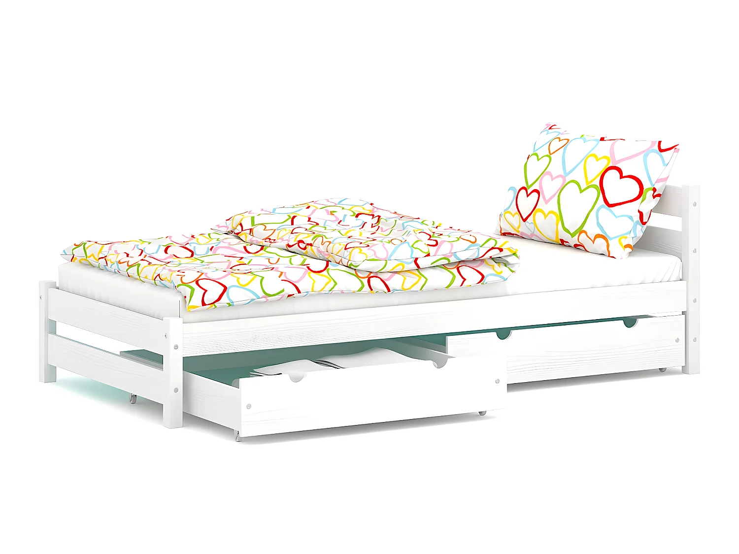 Lit simple en pin massif 190x90 Blanc