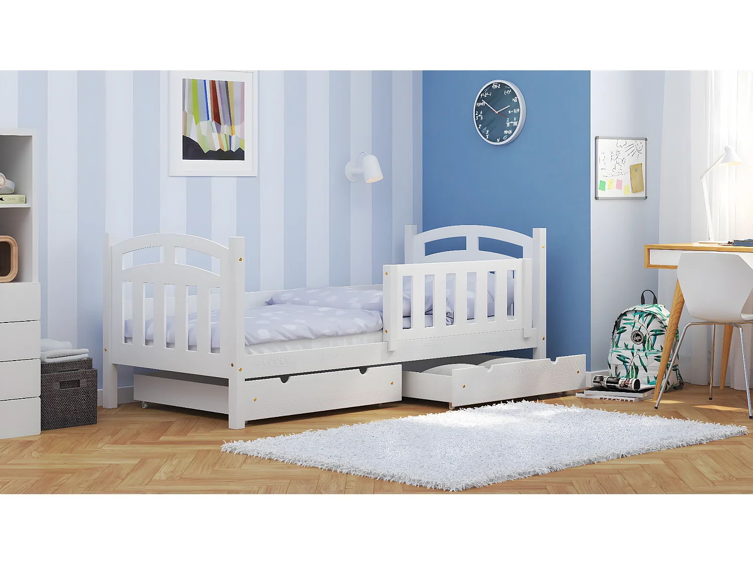 Lit simple en pin massif 190x90 Blanc