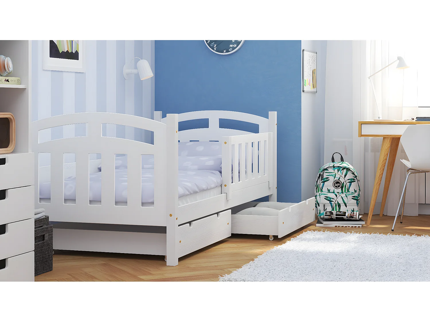 Lit simple en pin massif 190x90 Blanc