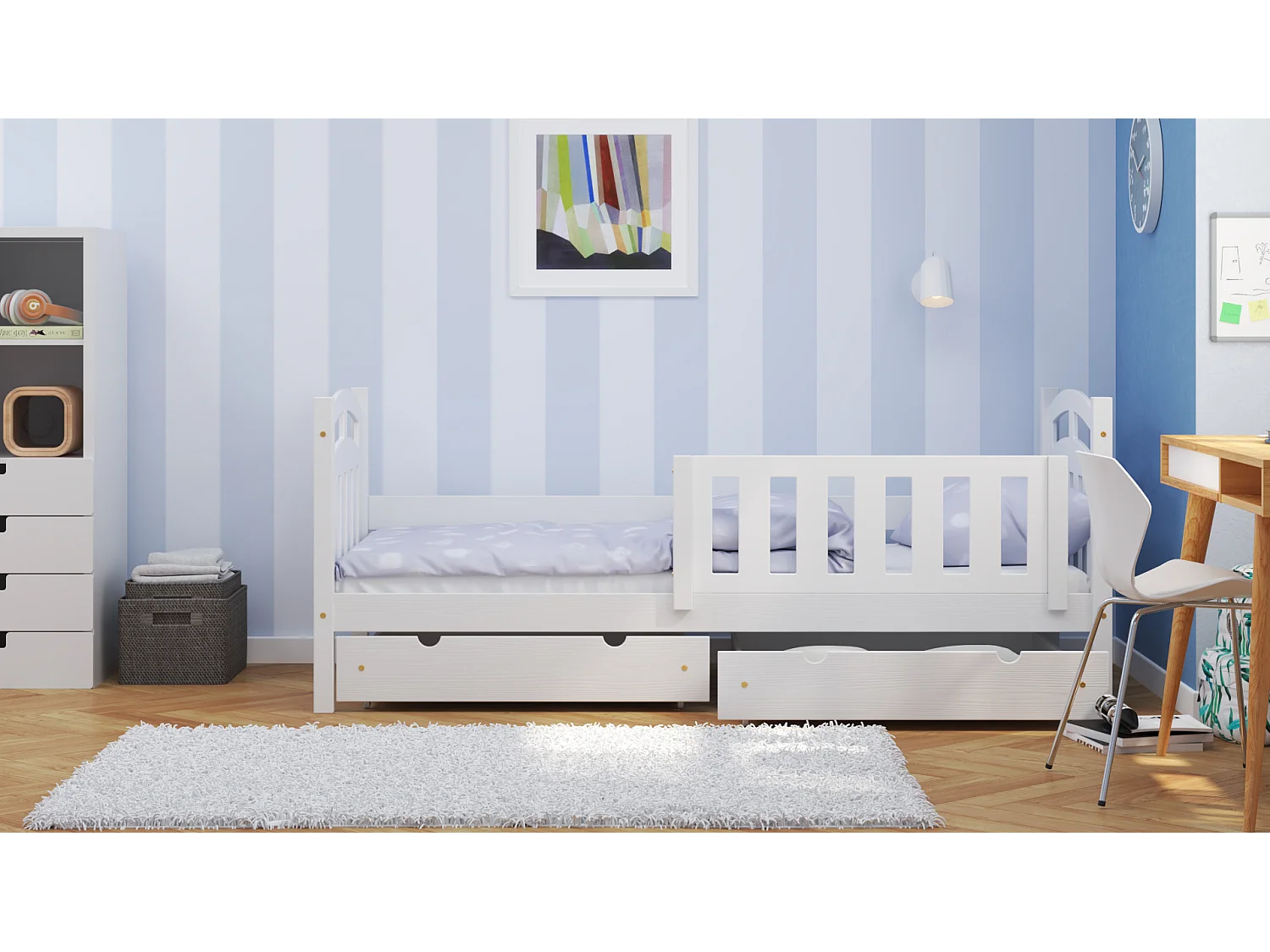 Lit simple en pin massif 190x90 Blanc