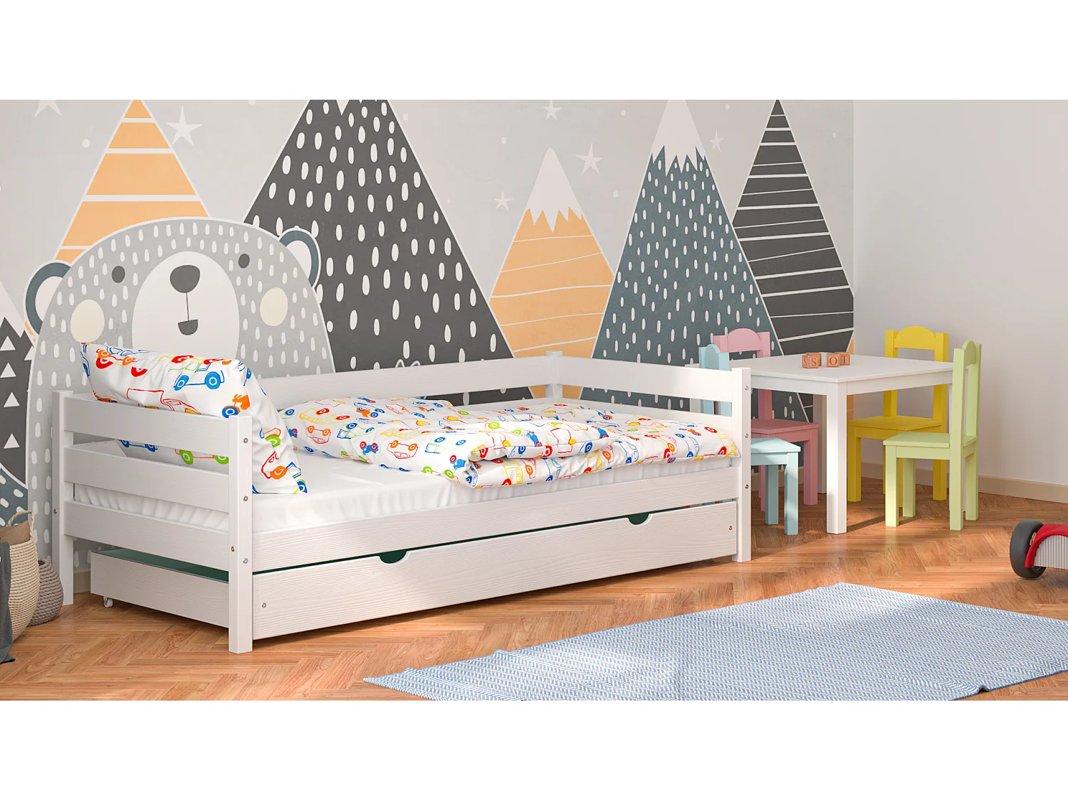 Lit simple en pin massif 190x80 Blanc