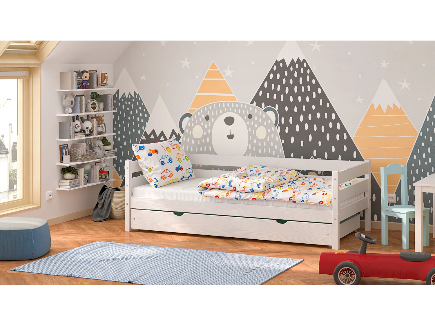 Lit simple en pin massif 190x80 Blanc