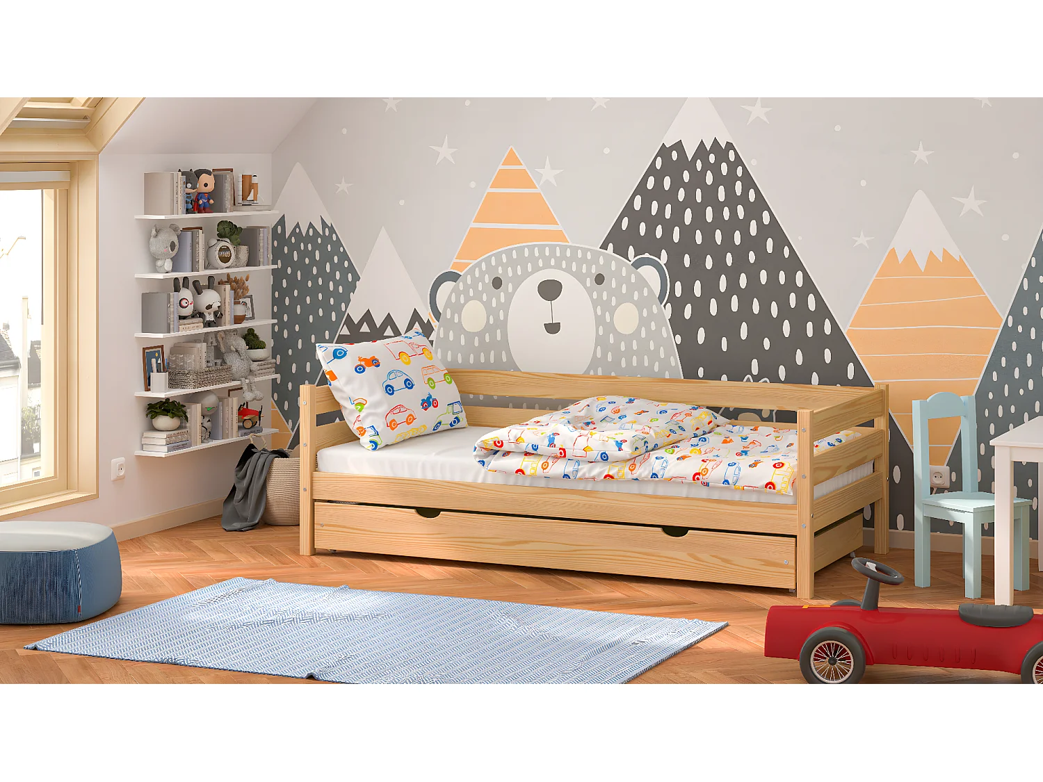 Lit simple en pin massif 190x90 Naturel