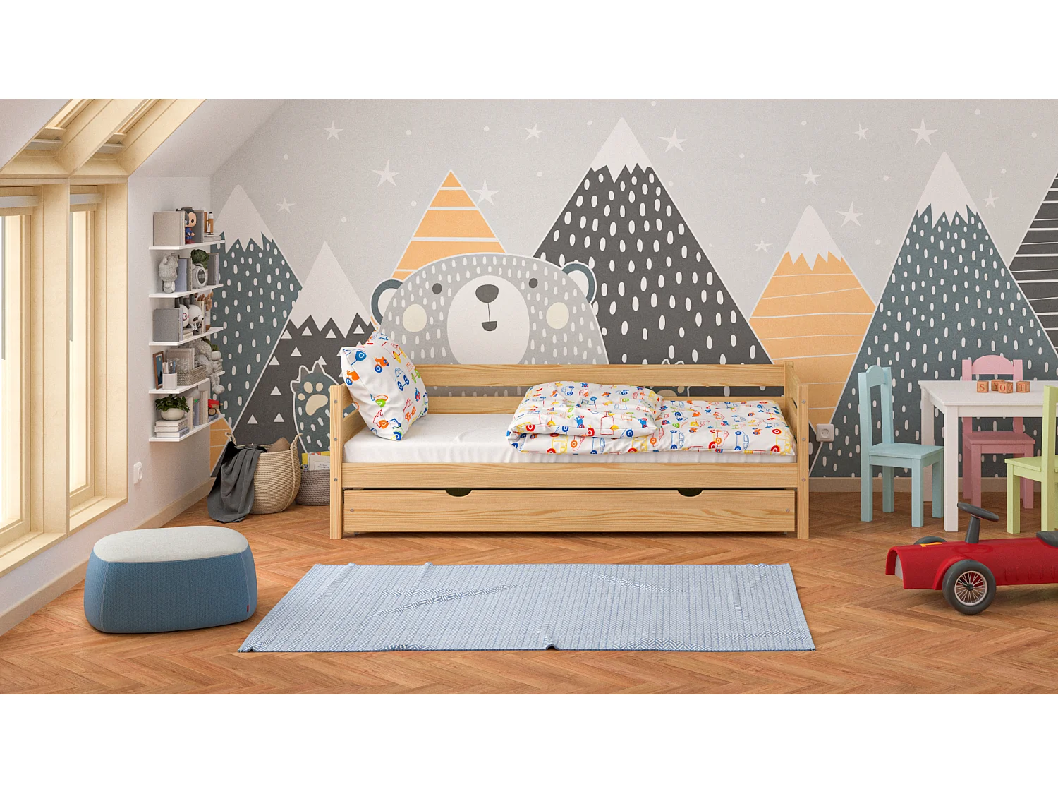 Lit simple en pin massif 190x90 Naturel