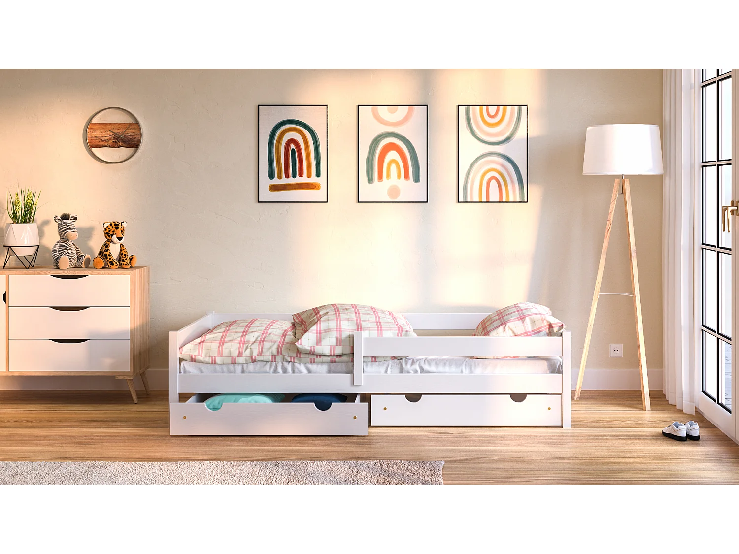 Lit simple en pin massif 200x90 Blanc