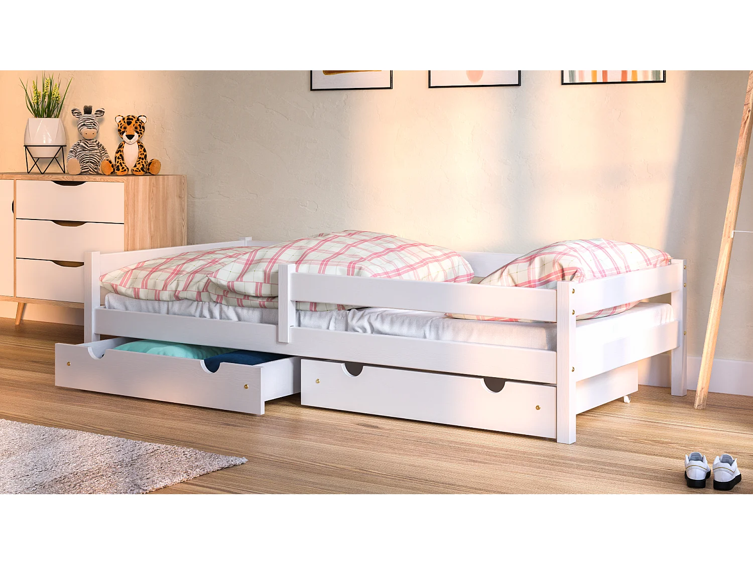 Lit simple en pin massif 200x90 Blanc