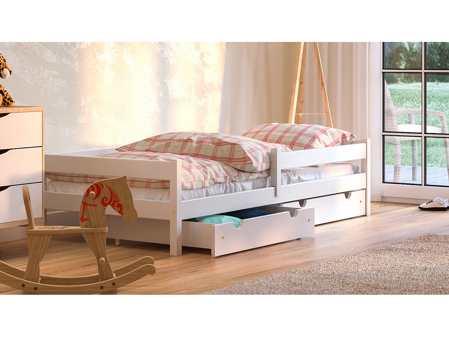 Lit simple en pin massif 200x90 Blanc