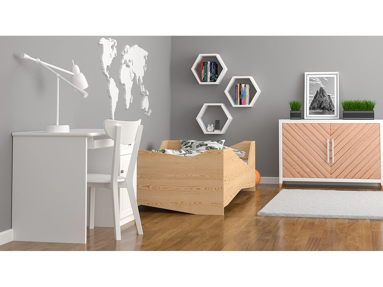 Lit simple en pin massif 200x90 Naturel