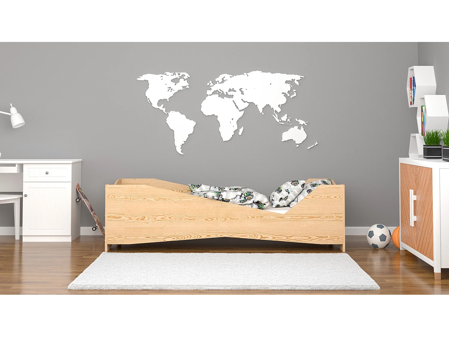 Lit simple en pin massif 200x90 Naturel