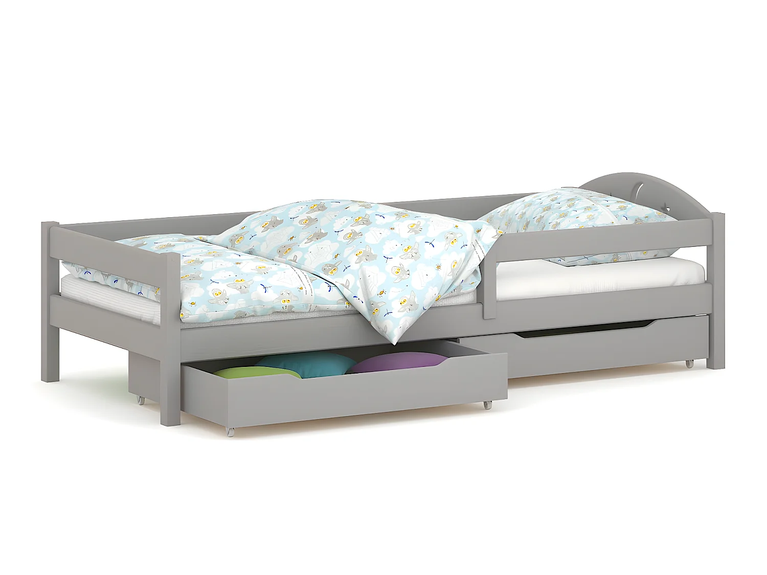 Lit simple en pin massif 180x80 Gris