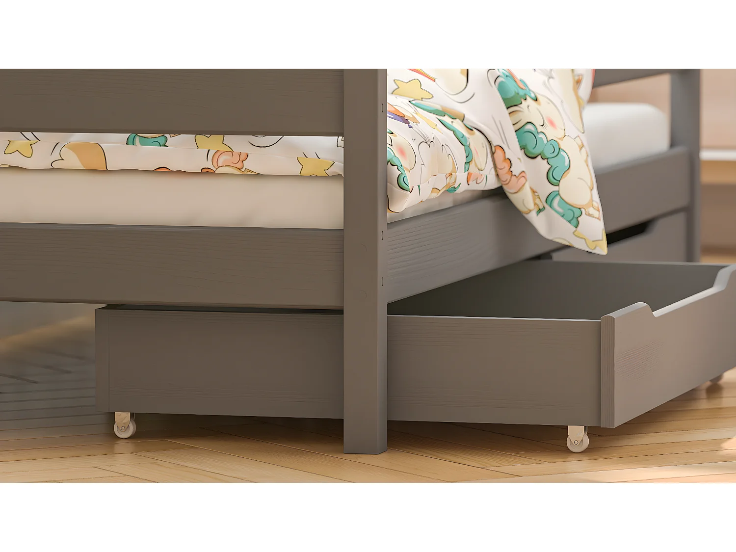 Lit simple en pin massif 180x80 Gris