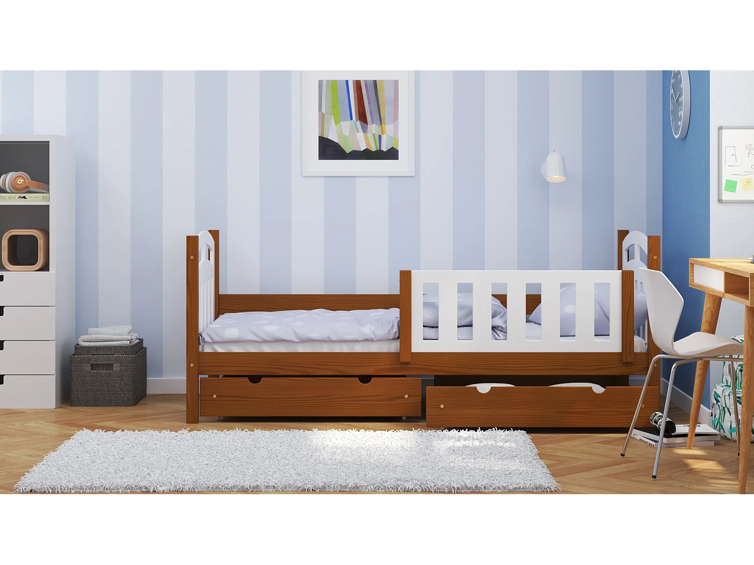 Lit simple en bois de pin massif 190x90 Alder