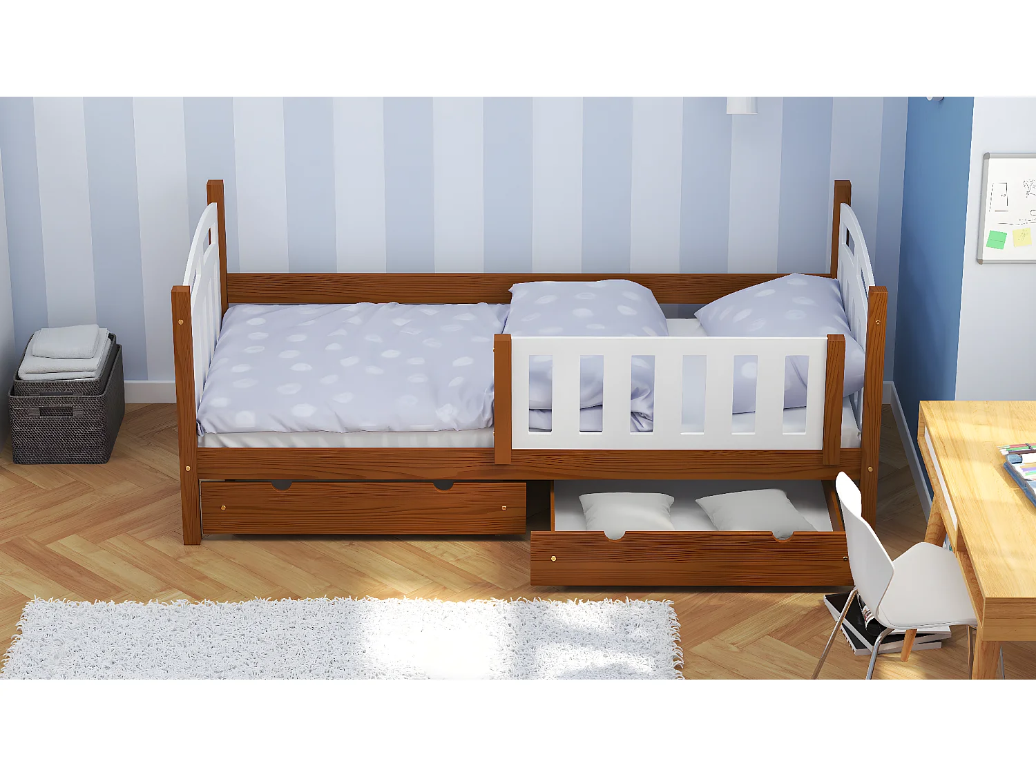 Lit simple en bois de pin massif 190x90 Alder