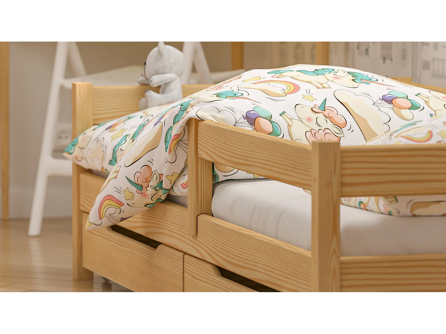 Lit simple en pin massif 180x80 Naturel