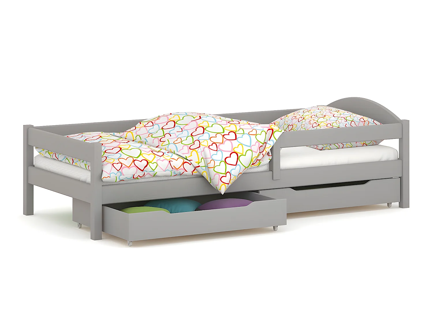 Lit simple en pin massif 180x80 Gris