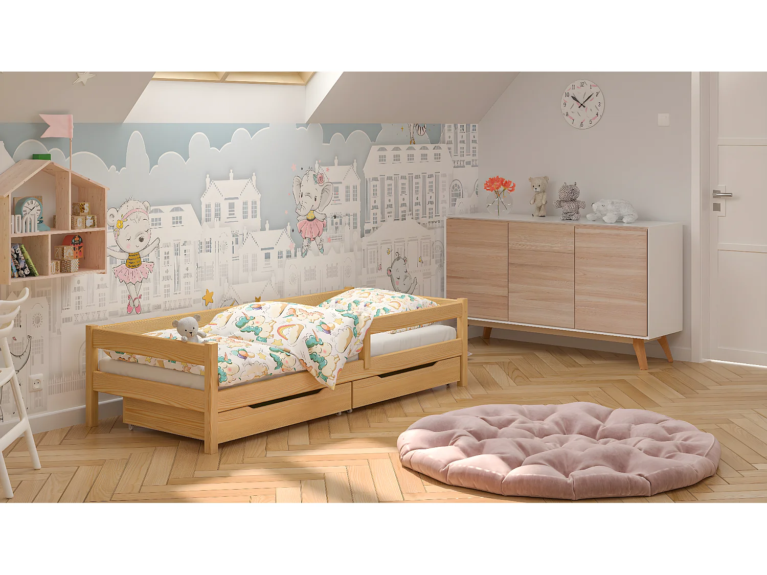 Lit simple en pin massif 200x90 Naturel