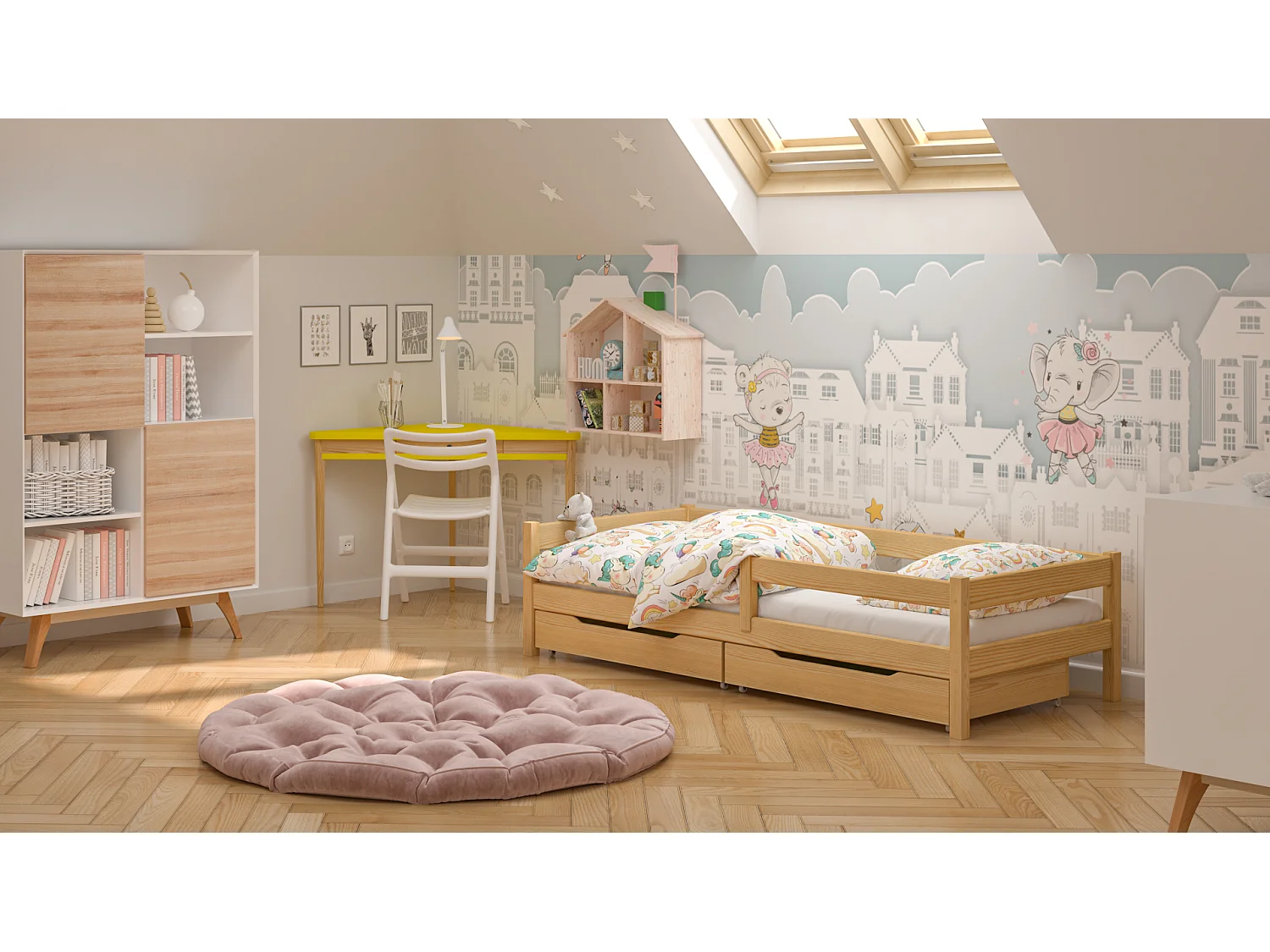 Lit simple en pin massif 200x90 Naturel