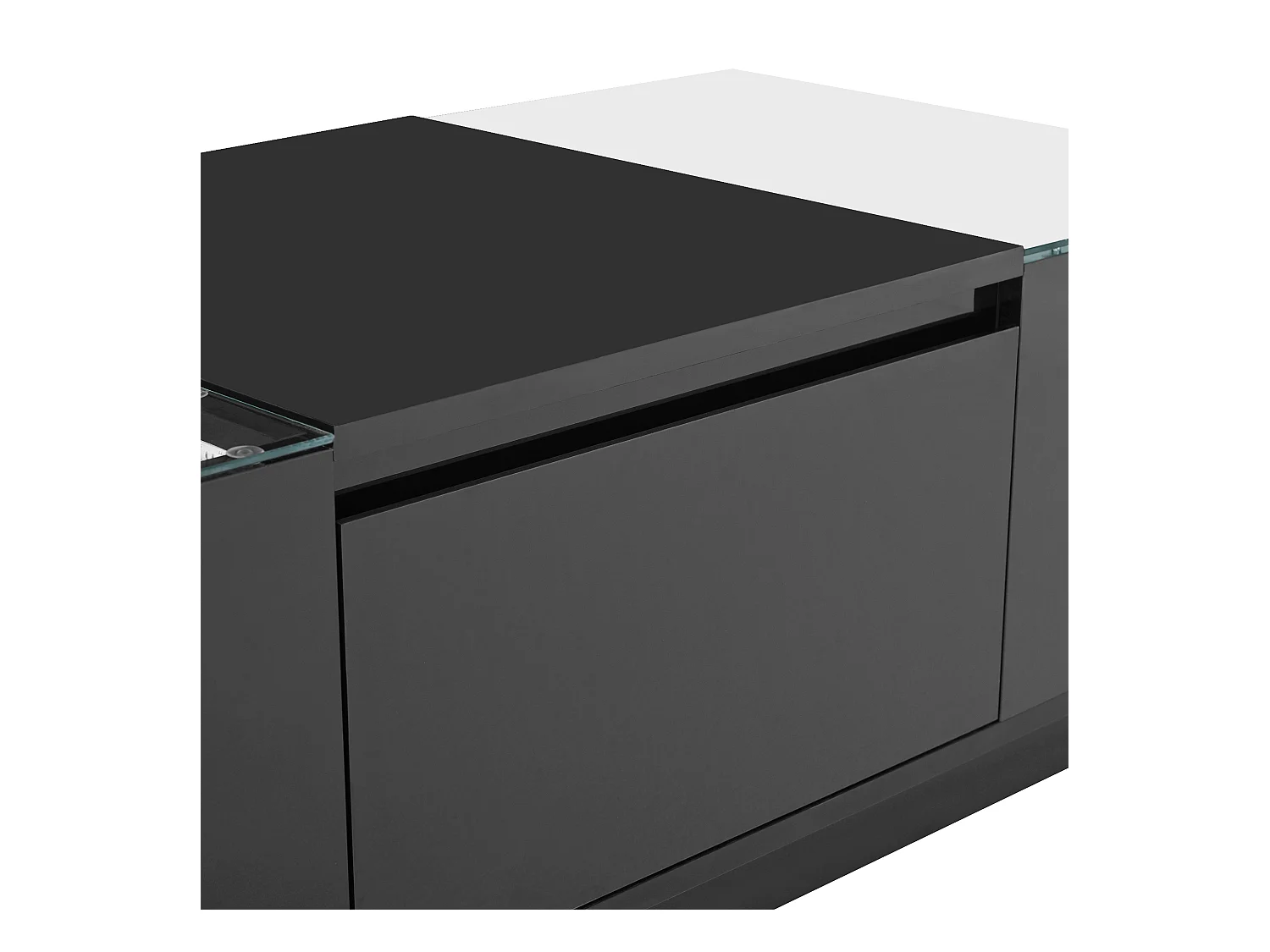 Mesa de centro negra - Mesa de centro con iluminación LED y 2 cajones - tapa de cristal