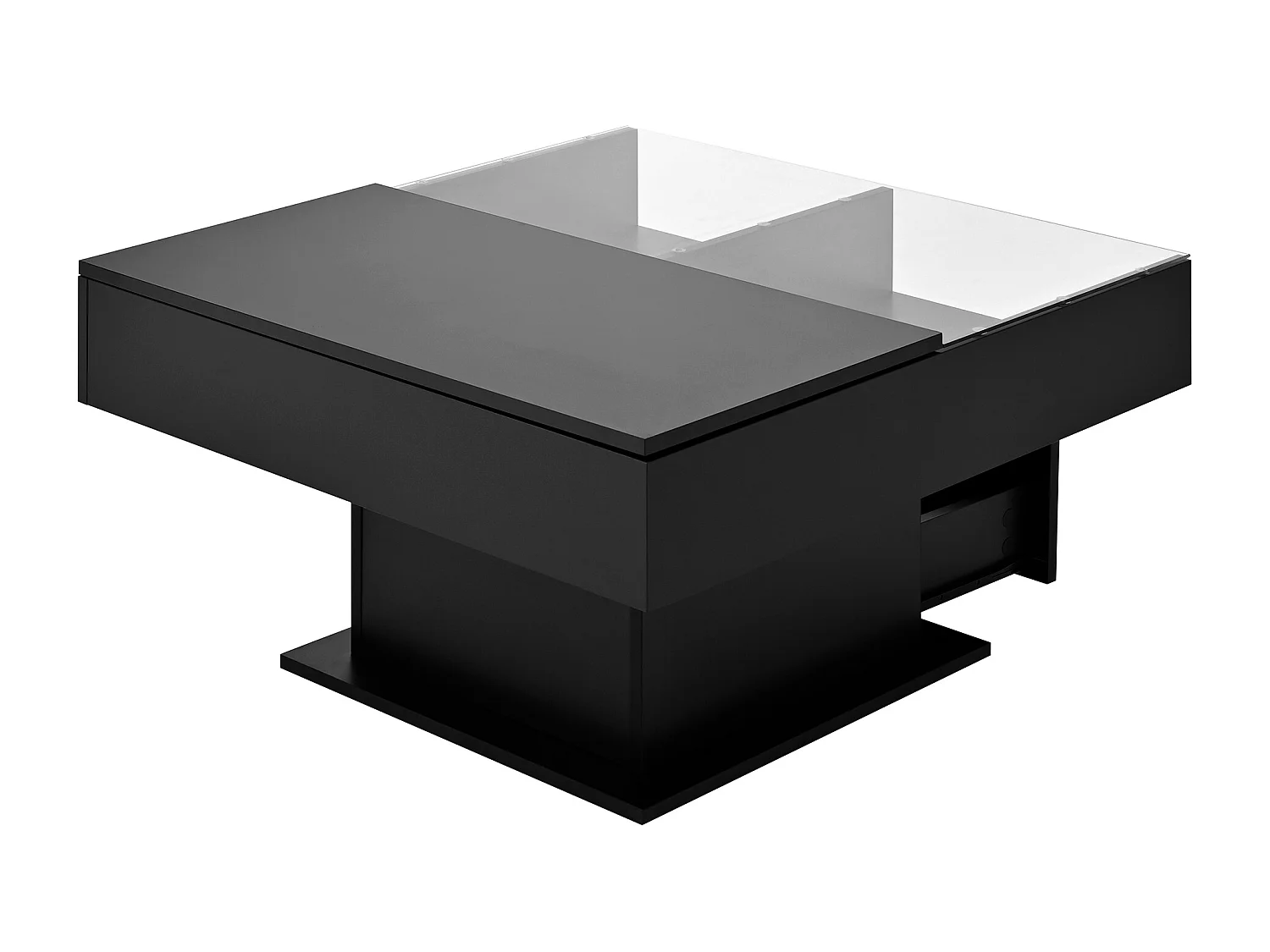 Table basse avec éclairage LED - Table basse avec hauteur réglable et un tiroir - rangement ouvert - noir