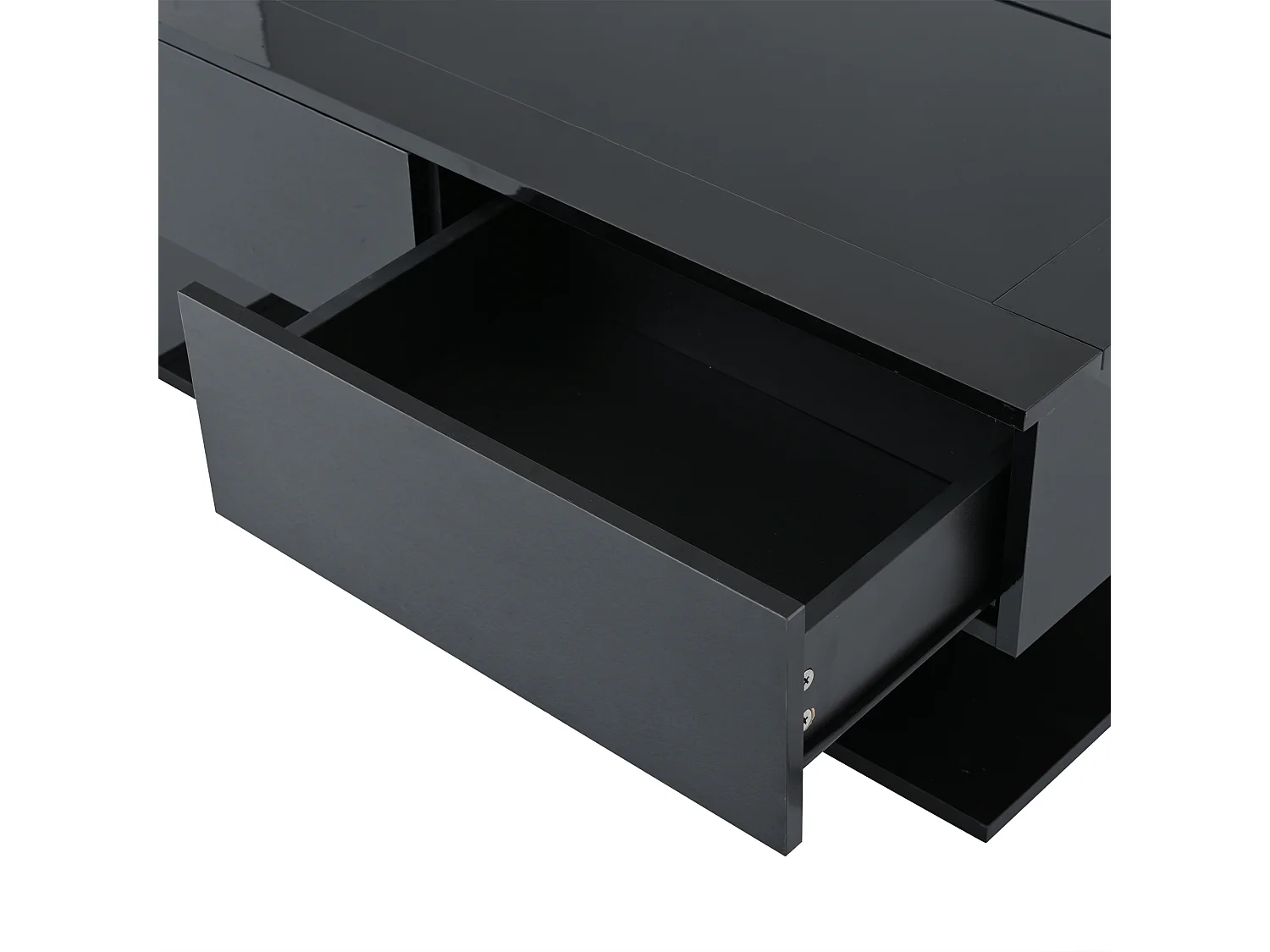 Table basse rectangulaire - Table basse avec éclairage LED et 2 tiroirs - plateau en verre - noir