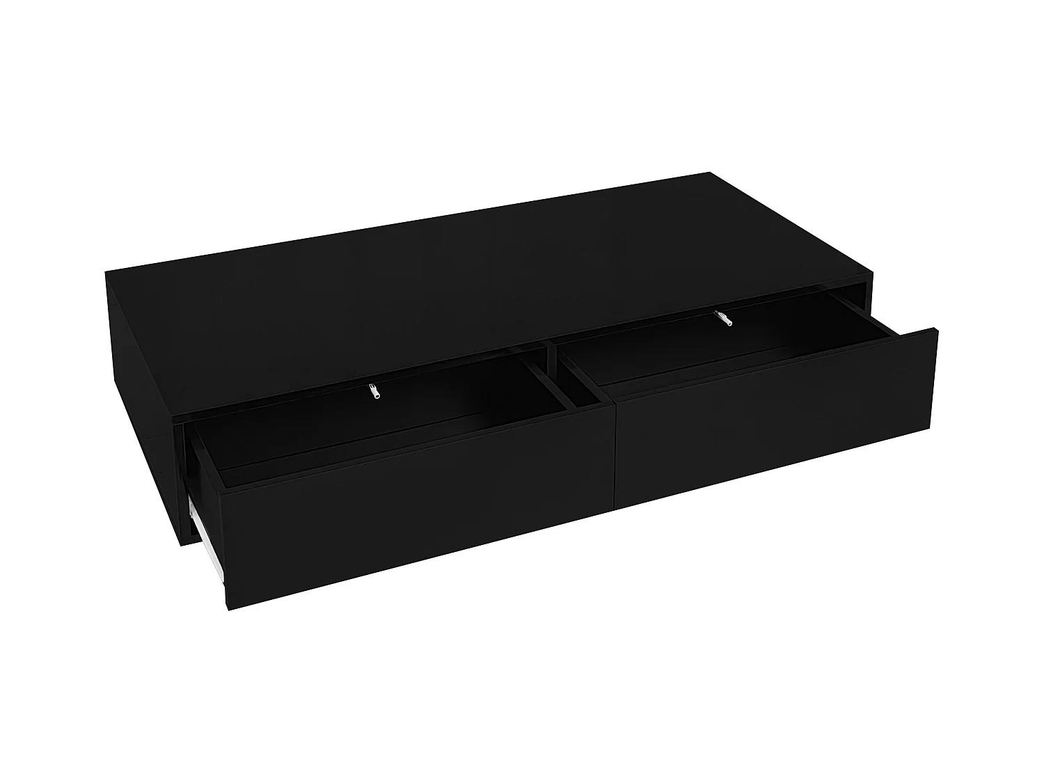 Table basse moderne brillante - Table basse avec 2 tiroirs et éclairage LED - noir