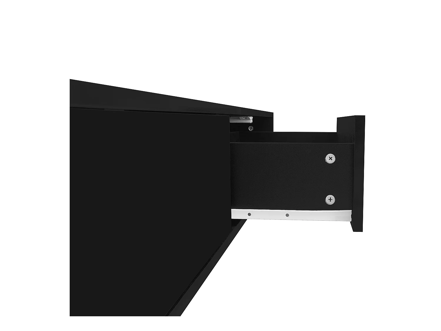 Moderne glanzende salontafel - salontafel met 2 lades en ledverlichting - zwart