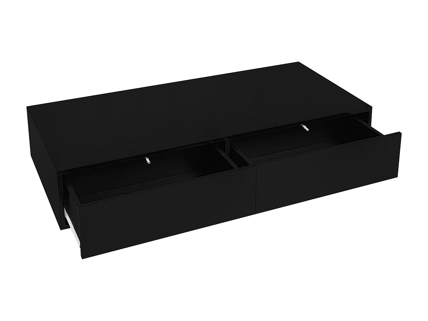 Mesa de Centro Moderna Brilhante - Mesa de Centro com 2 Gavetas e Iluminação LED - Preto