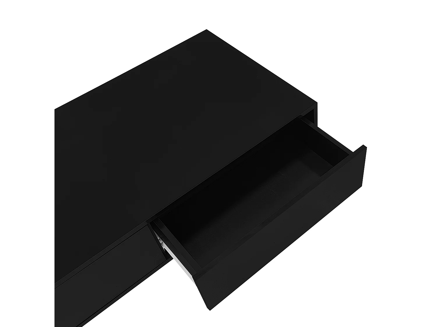 Mesa de Centro Moderna Brilhante - Mesa de Centro com 2 Gavetas e Iluminação LED - Preto