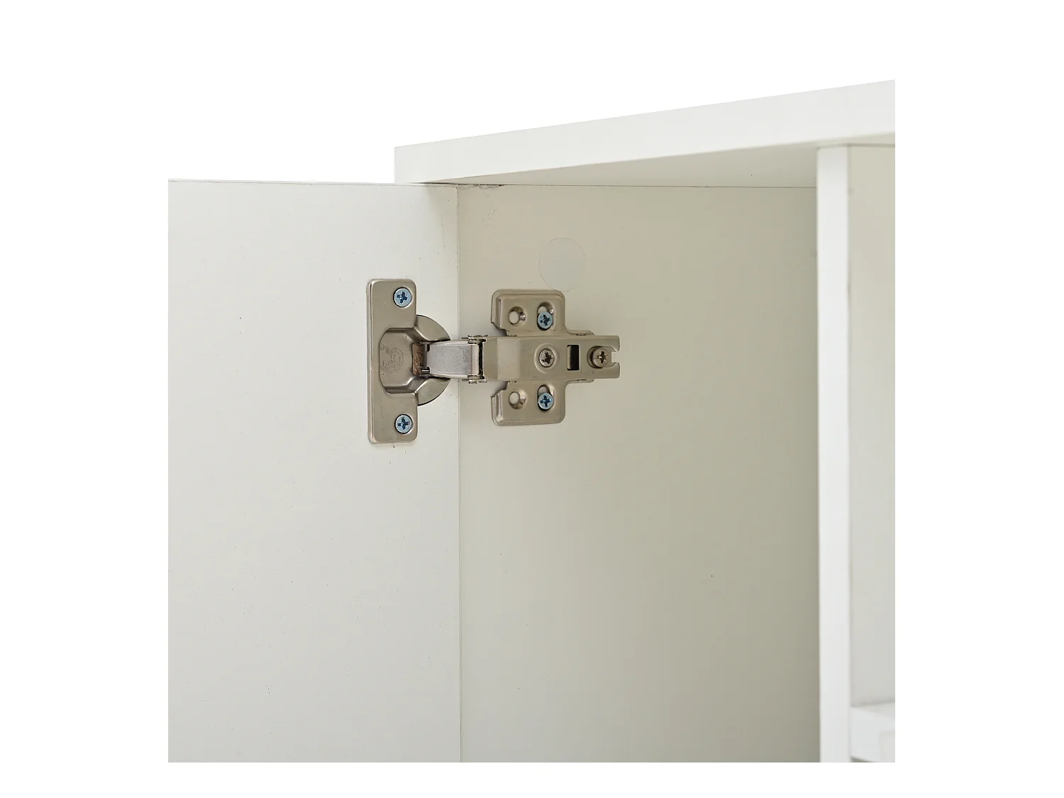 Mesa de centro branca com 2 portas e 1 gaveta - Tampo brilhante e iluminação LED - Design irregular