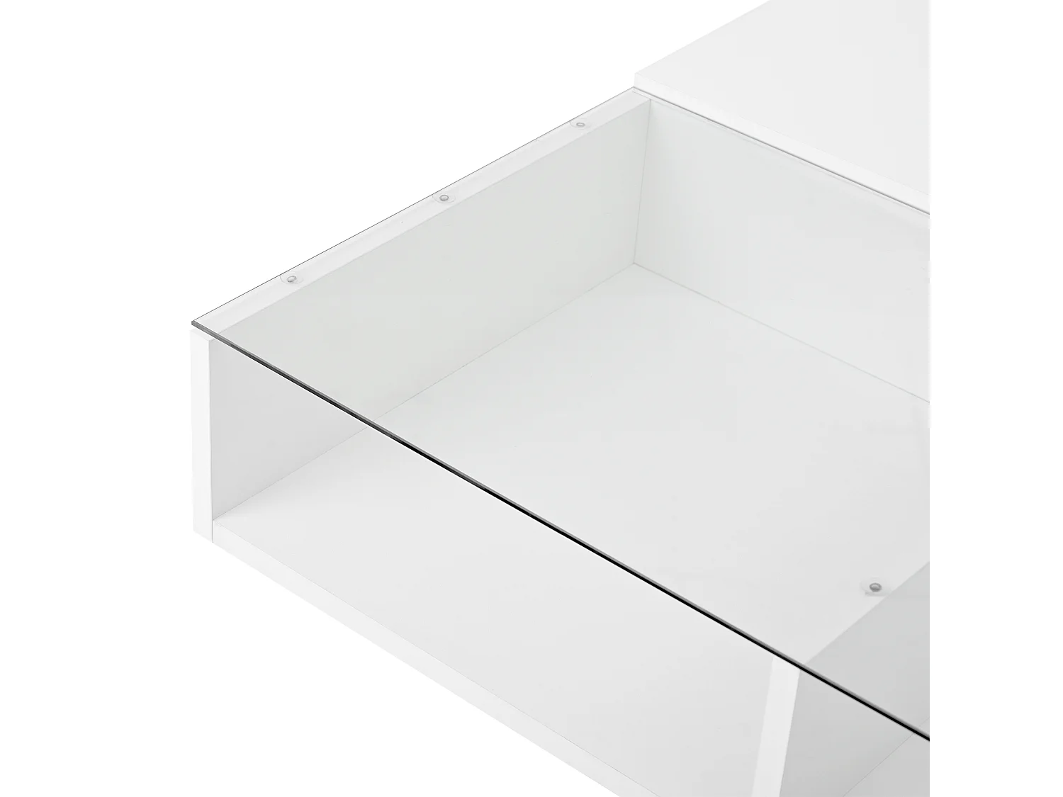 Table basse avec éclairage LED - Table basse avec hauteur réglable et un tiroir - rangement ouvert - blanc