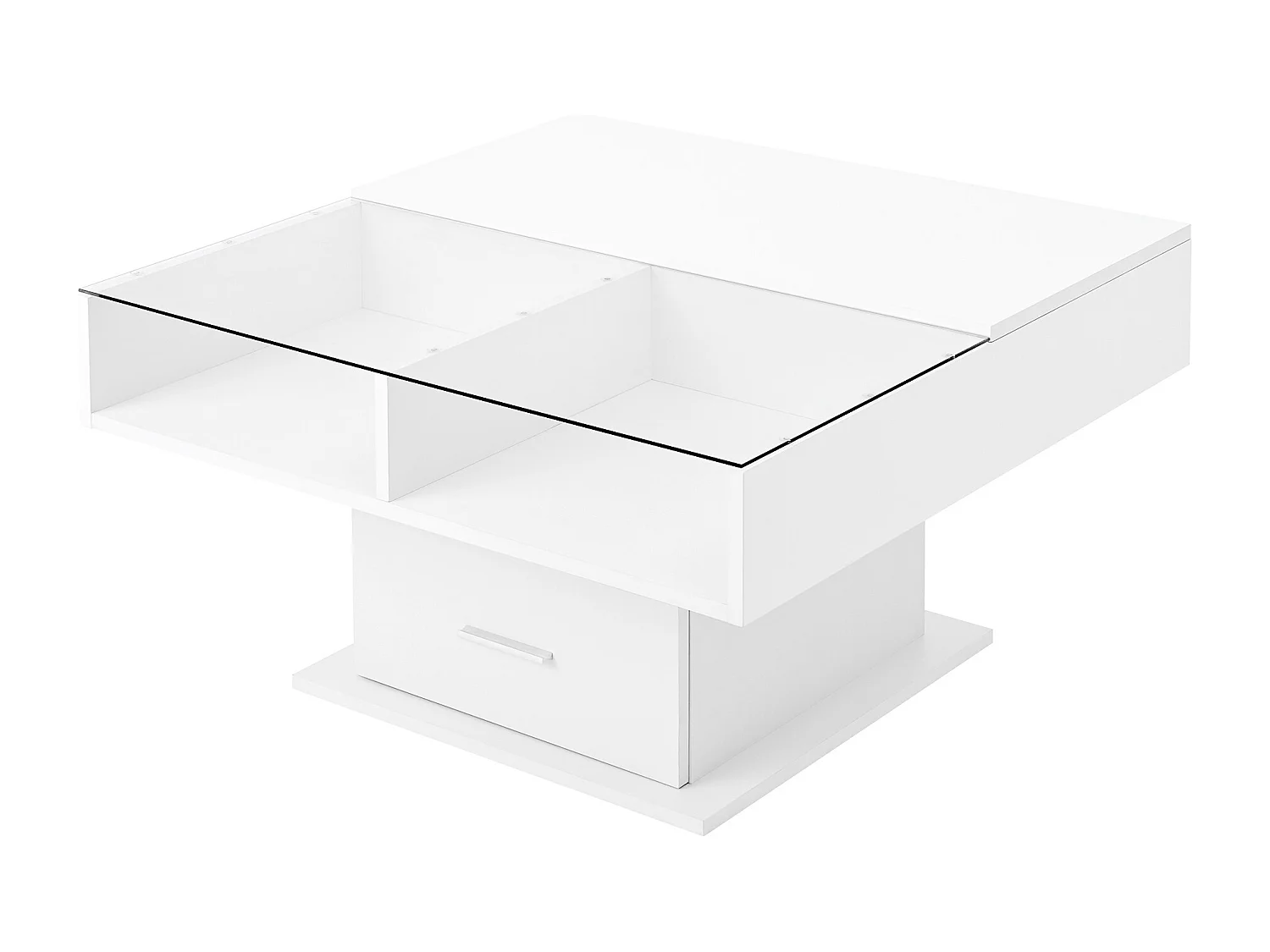 Table basse avec éclairage LED - Table basse avec hauteur réglable et un tiroir - rangement ouvert - blanc