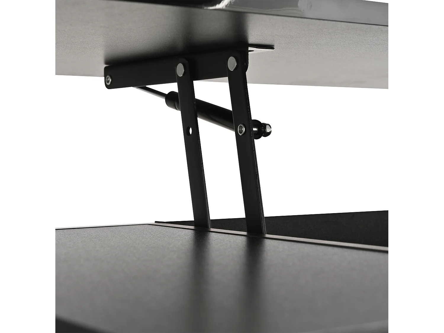 Table basse avec 2 tabourets et 2 tiroirs - réglable en hauteur et tabouret de rangement - espace de rangement semi-ouvert - noir