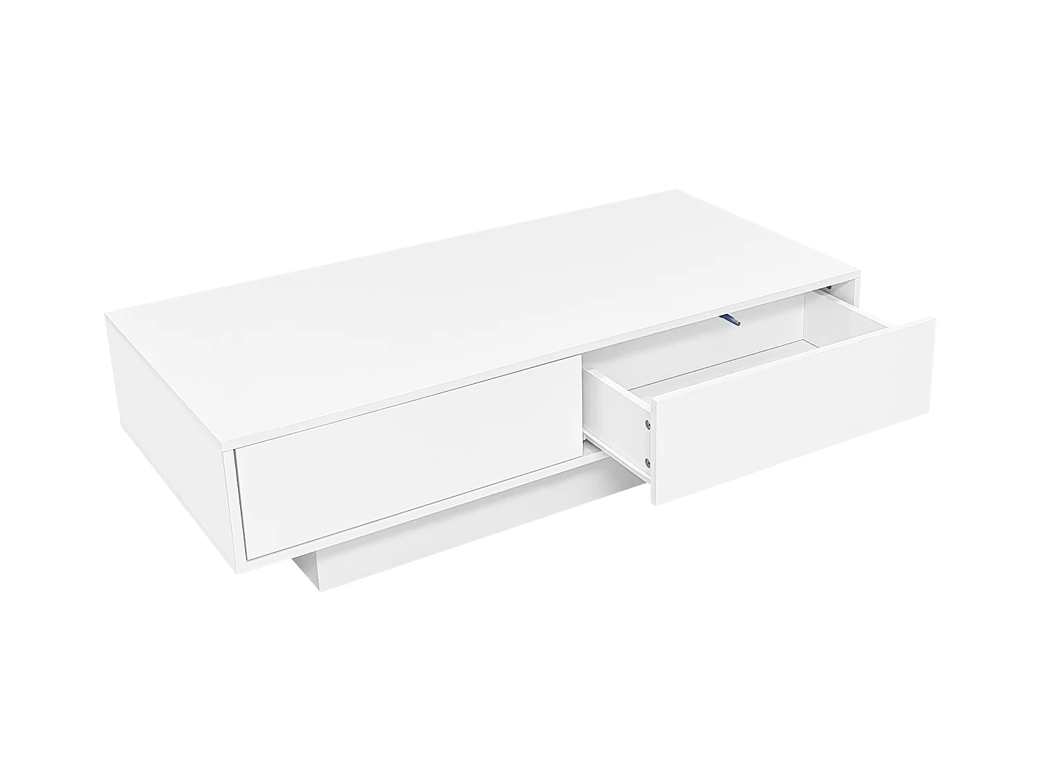 Table basse moderne brillante - Table basse avec 2 tiroirs et éclairage LED - blanc