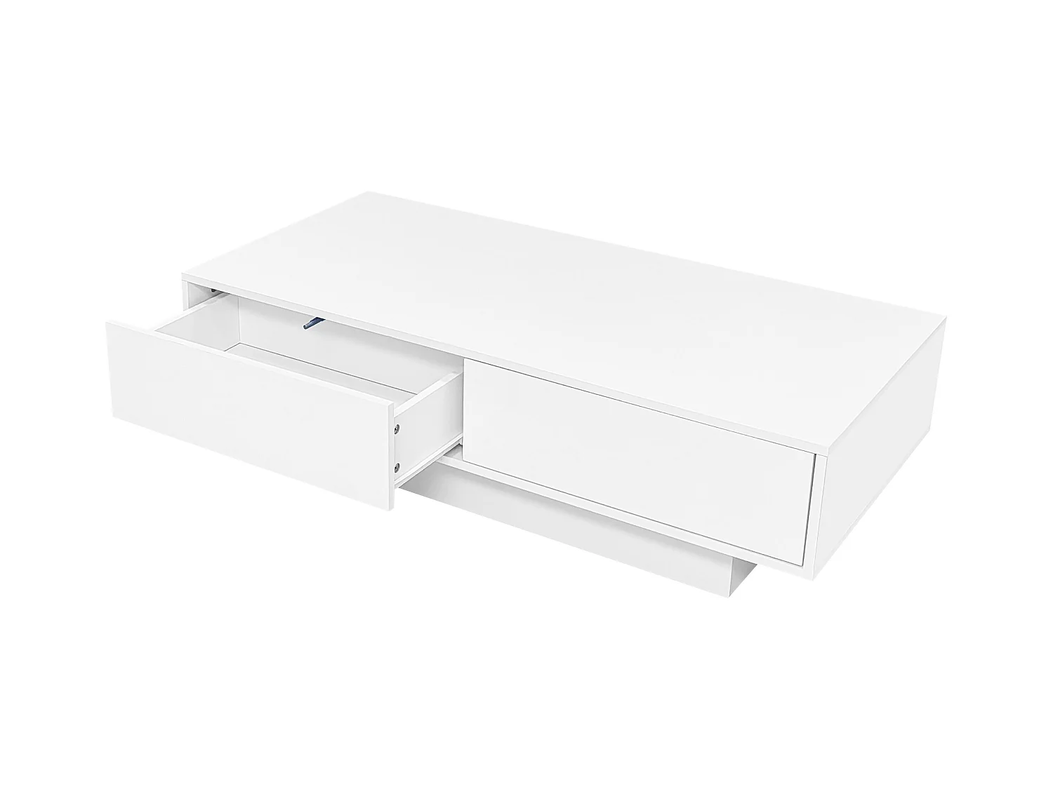 Table basse moderne brillante - Table basse avec 2 tiroirs et éclairage LED - blanc