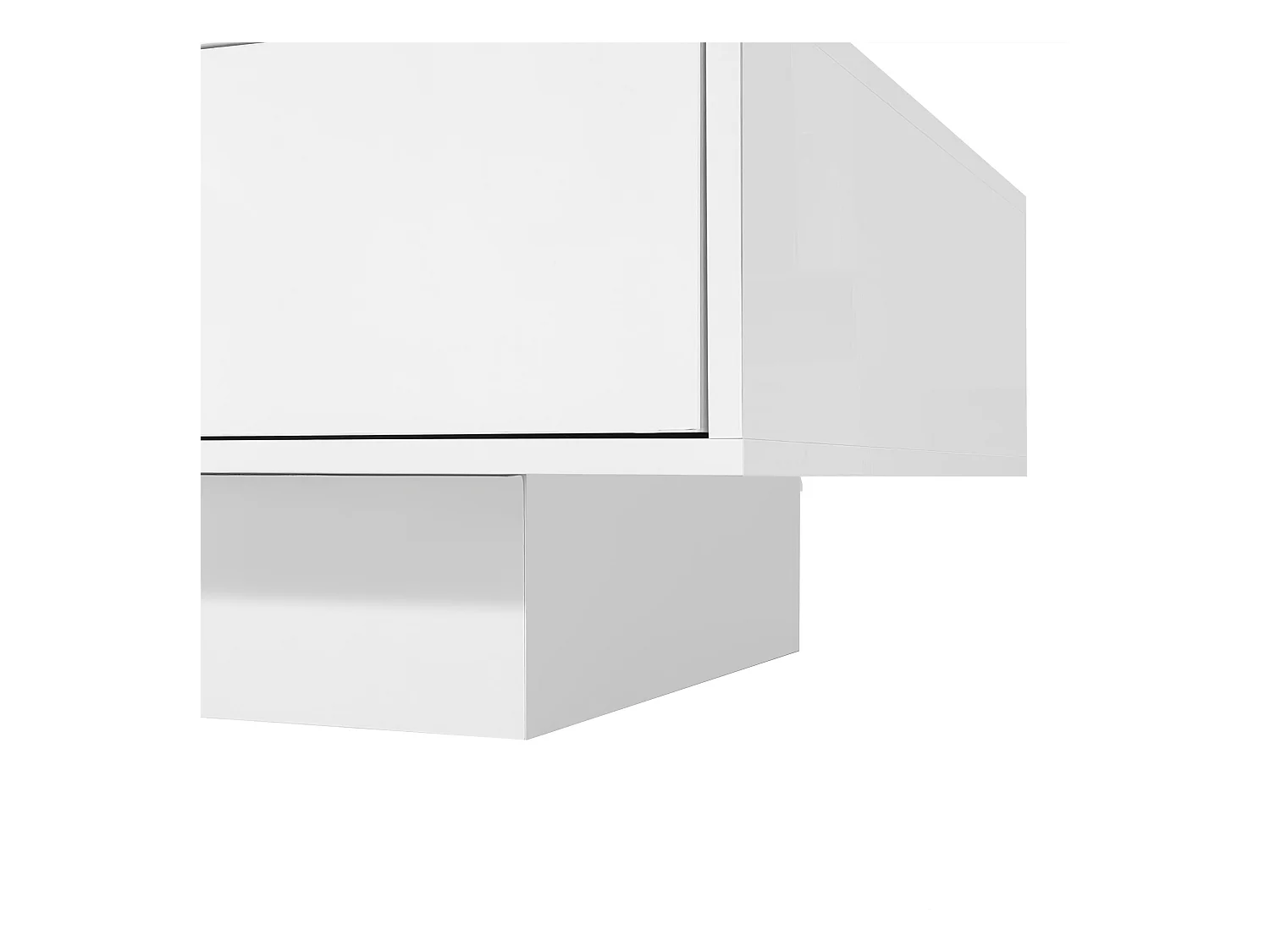 Table basse moderne brillante - Table basse avec 2 tiroirs et éclairage LED - blanc