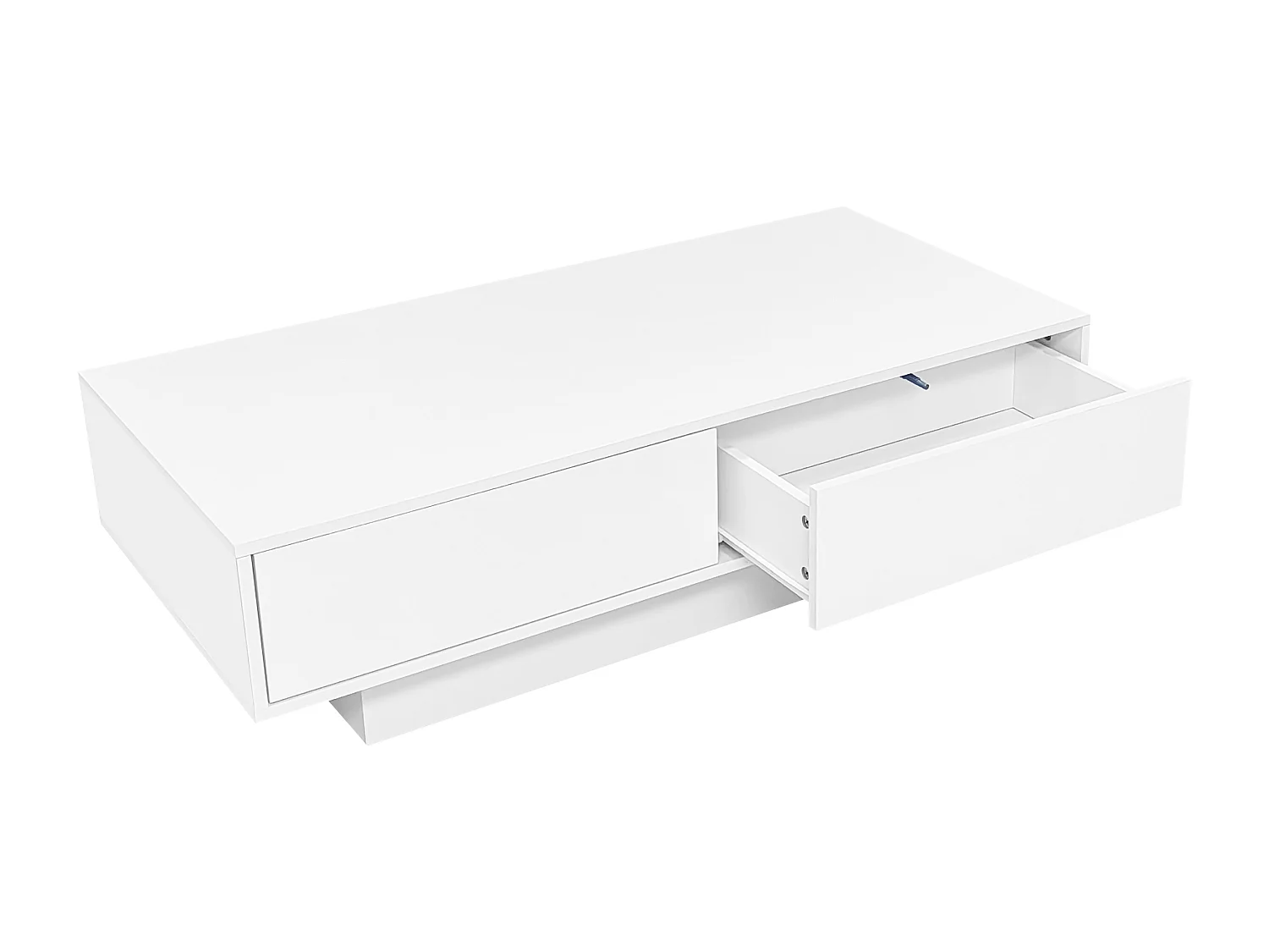 Table basse moderne brillante - Table basse avec 2 tiroirs et éclairage LED - blanc
