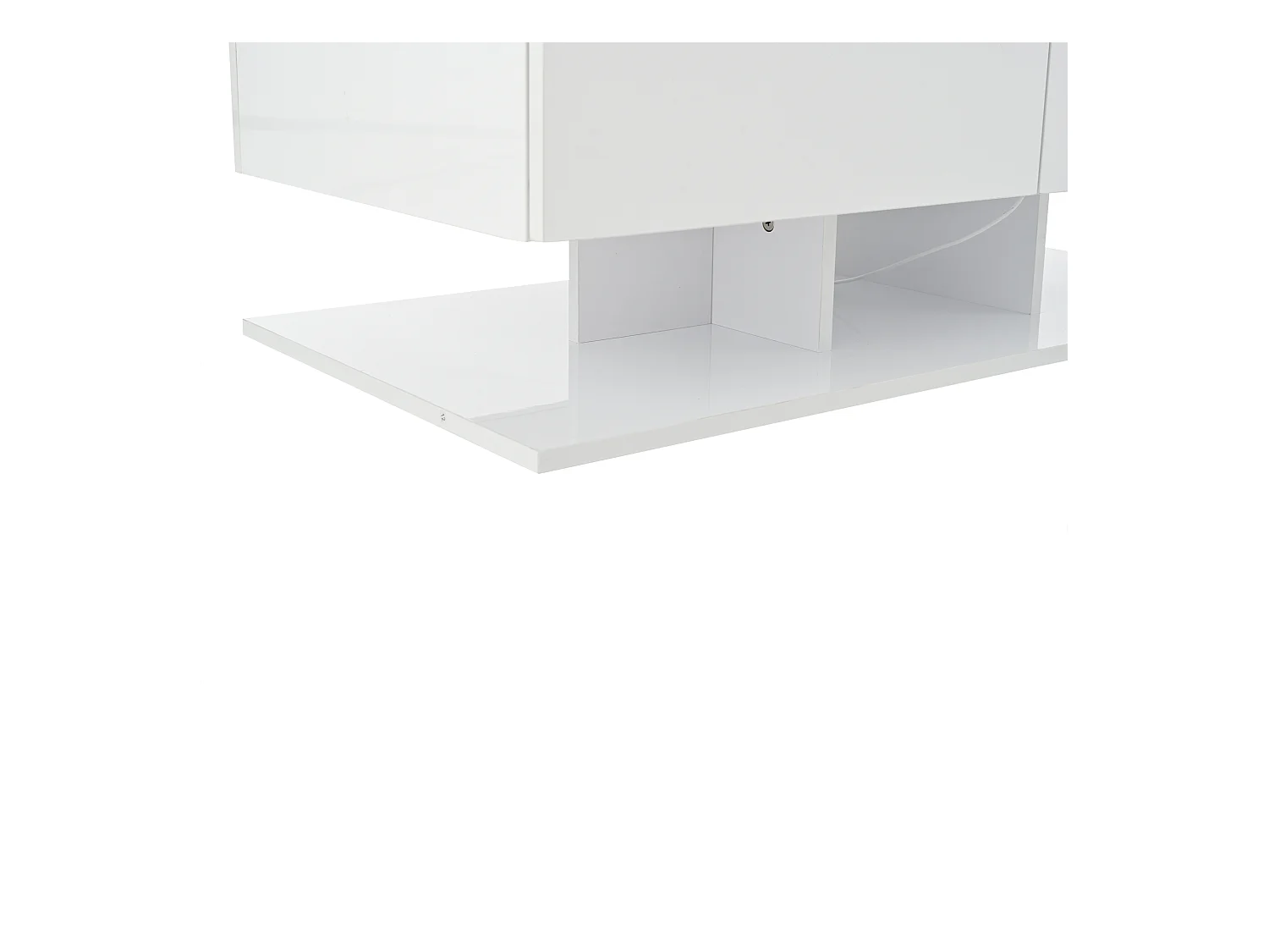 Table basse rectangulaire - Table basse avec éclairage LED et 2 tiroirs - plateau en verre - blanc