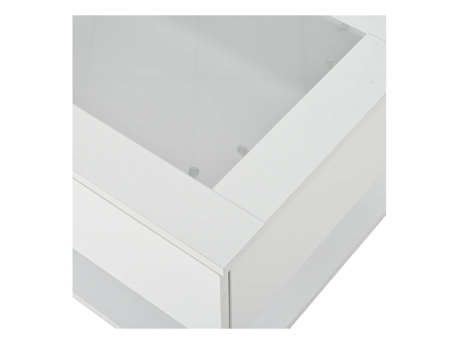 Rechthoekige salontafel - Salontafel met LED-verlichting en 2 lades - glazen blad - wit