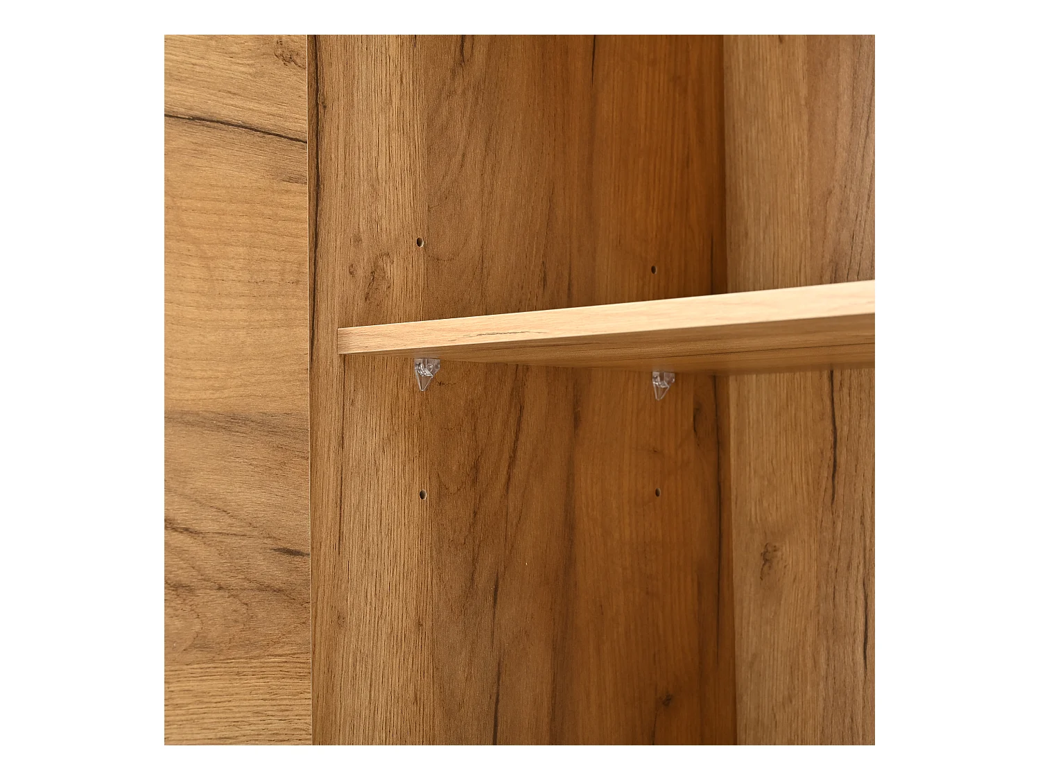 Buffet en bois - Buffet avec 2 portes et 4 tiroirs - design à lattes de bois creuses - cinq pieds en bois noir