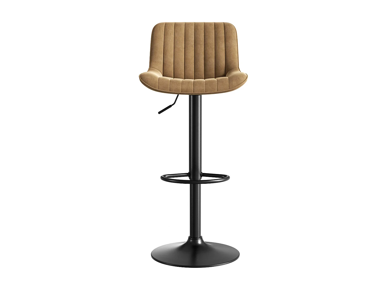 Lot de 4 tabourets de bar pivotants - hauteur réglable et pivotant à 360° - velours marron