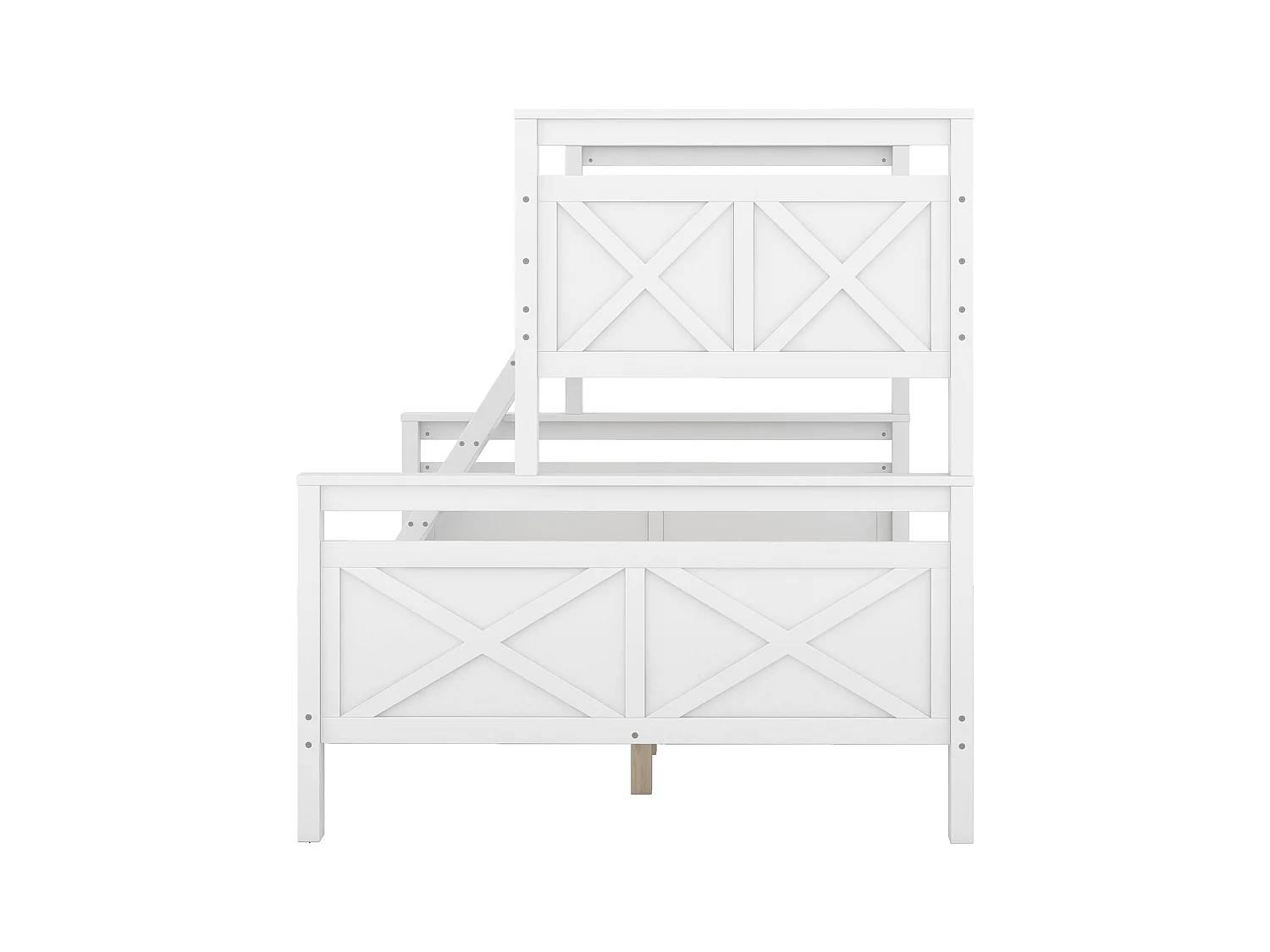 Etagenbetten 90 x 200 cm und 140 x 200 cm - Jugendbett mit Leiter und Absturzsicherung - Holz weiß - Matratze nicht inklusive