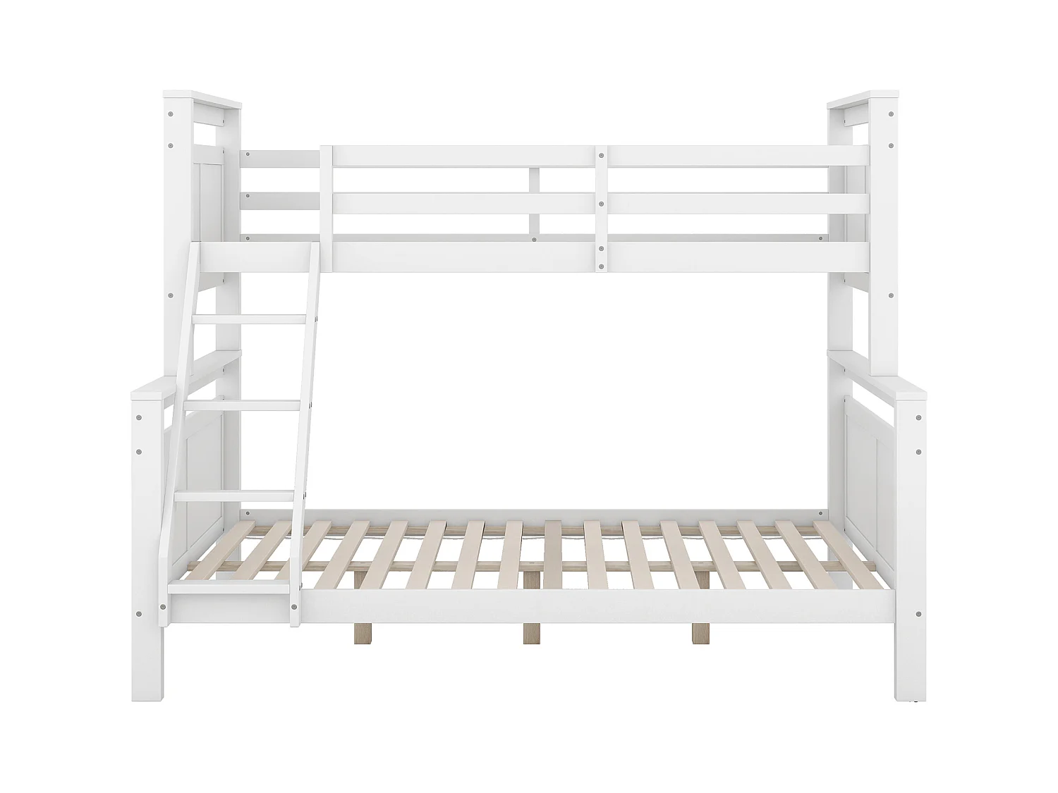 Stapelbedden 90 x 200 cm en 140 x 200 cm - Tienerbed met ladder en uitvalbeveiliging - wit hout - matras niet inbegrepen