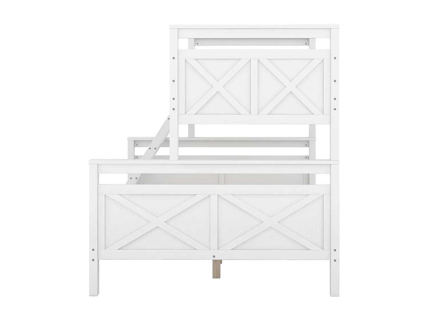 Stapelbedden 90 x 200 cm en 140 x 200 cm - Tienerbed met ladder en uitvalbeveiliging - wit hout - matras niet inbegrepen