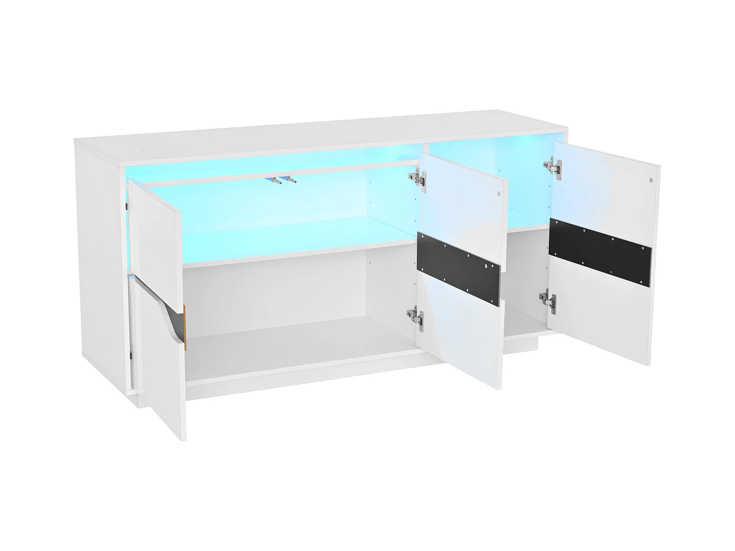 Buffet 3 portes - Meuble de salle à manger avec 5 séparateurs réglables - blanc + noir