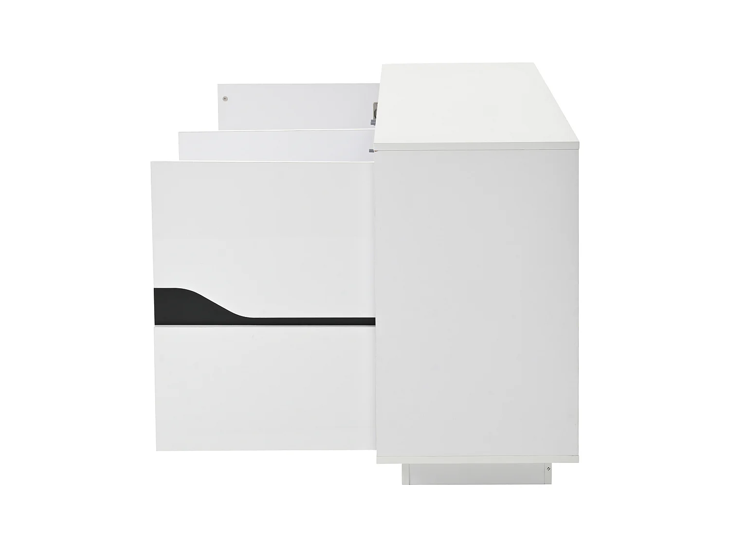 Buffet 3 portes - Meuble de salle à manger avec 5 séparateurs réglables - blanc + noir