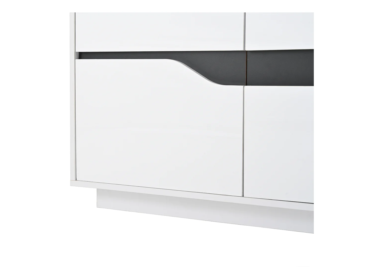 Buffet 3 portes - Meuble de salle à manger avec 5 séparateurs réglables - blanc + noir