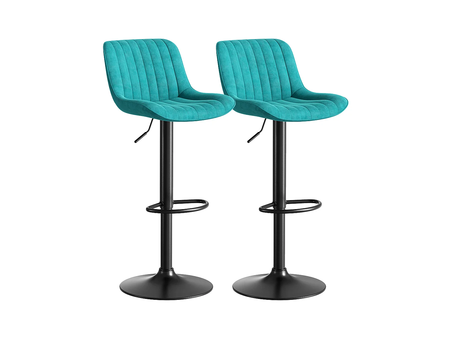 Lot de 2 tabourets de bar pivotants - hauteur réglable et pivotant à 360° - velours bleu