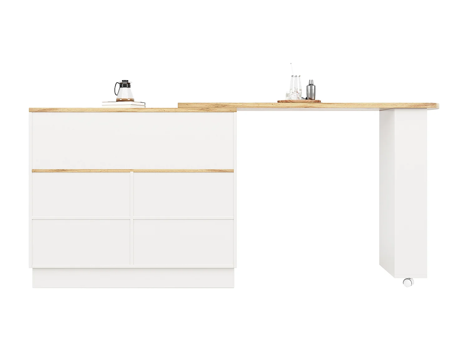 Mobile bar a 2 ante - Mobile bar estensibile con 2 ante scorrevoli in vetro e ripiani aperti - bianco