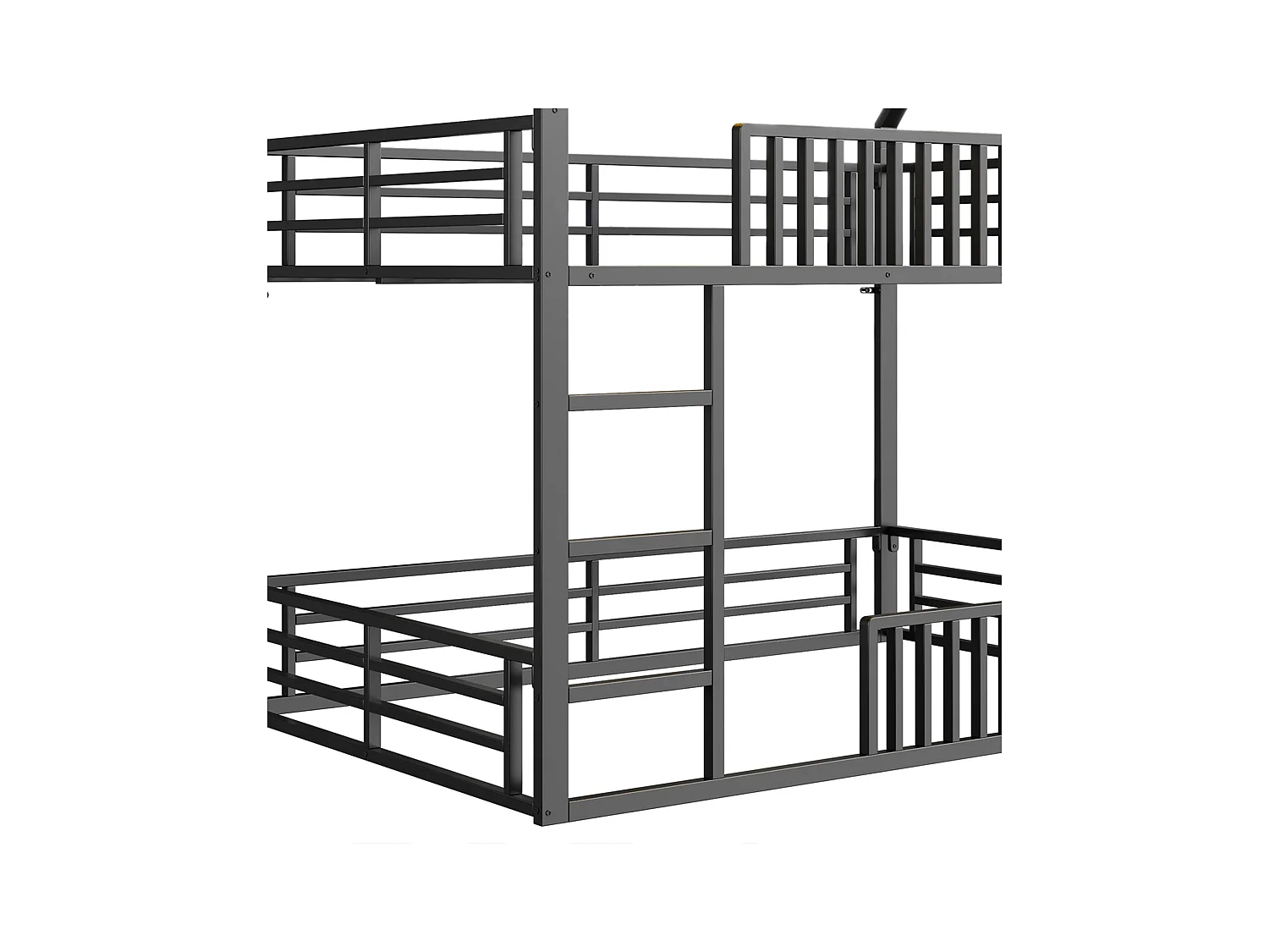 Lit superposé 140 x 200 cm - Lit double avec escalier et éclairage LED - avec barrières de sécurité - métal noir