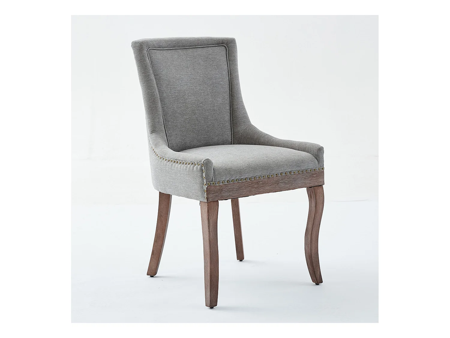 Lot de 2 chaises de salle à manger - Chaises de salle à manger avec dossier rembourré et clous bronze - gris